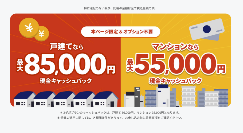 nuro85000円キャッシュバック