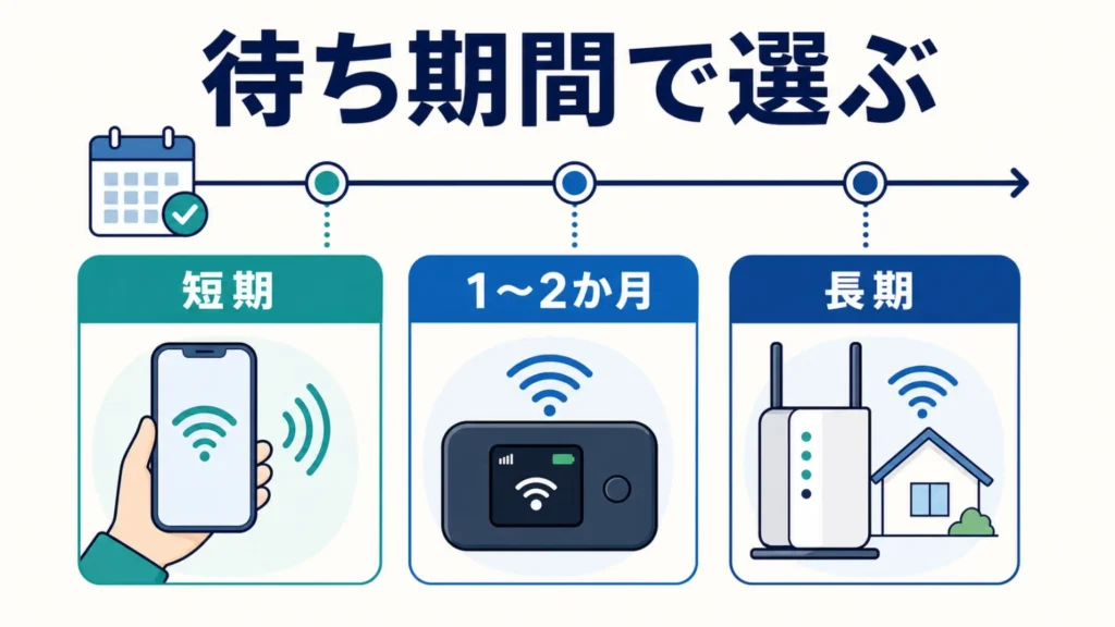 NURO光の工事が遅い時の代替案｜開通までネットをつなぐ方法の要点を整理した図解