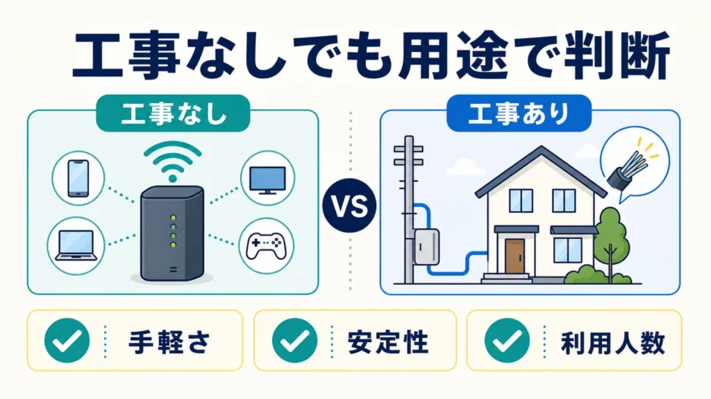 NURO光とドコモhome 5G比較｜回線品質と手軽さの分岐点の要点を整理した図解