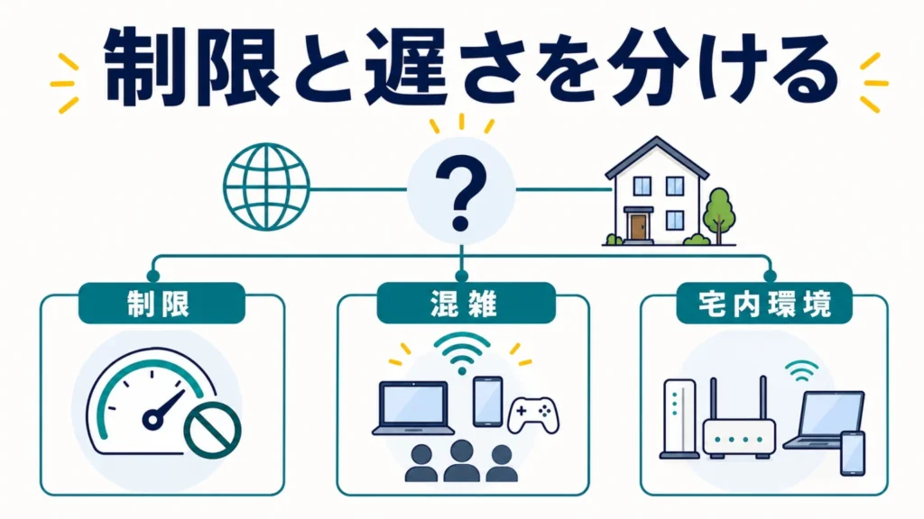 NURO光が遅い原因を通信制御・混雑・宅内環境に分けて確認する