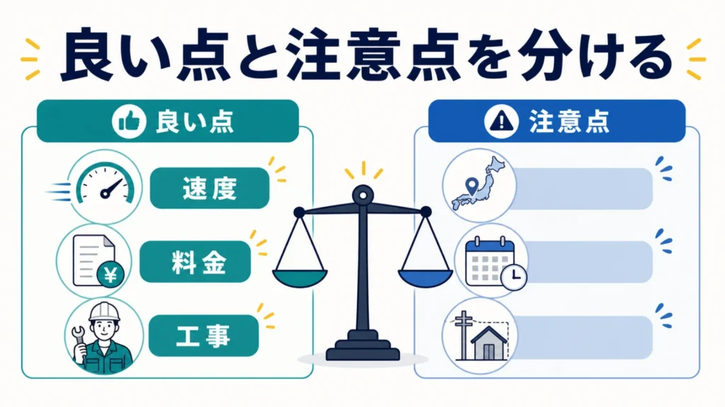 NURO光のメリット、デメリットの要点を整理した図解