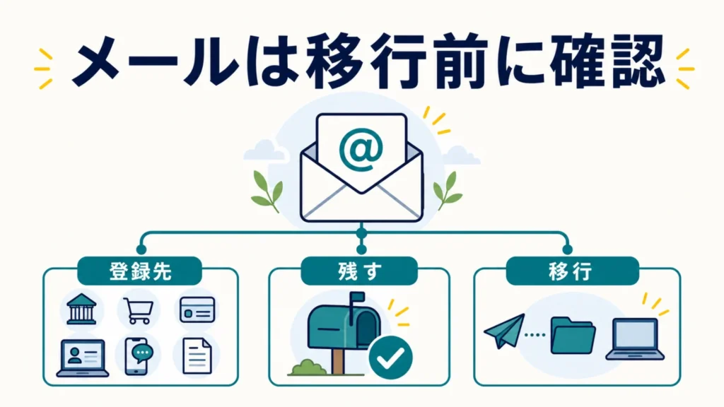 プロバイダのメールを残すプランの要点を整理した図解